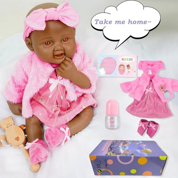 16 inch Realistic Full Body Silicone Open Eyes Newborn Caro-tan Baby Girl - Picture 5 of 6